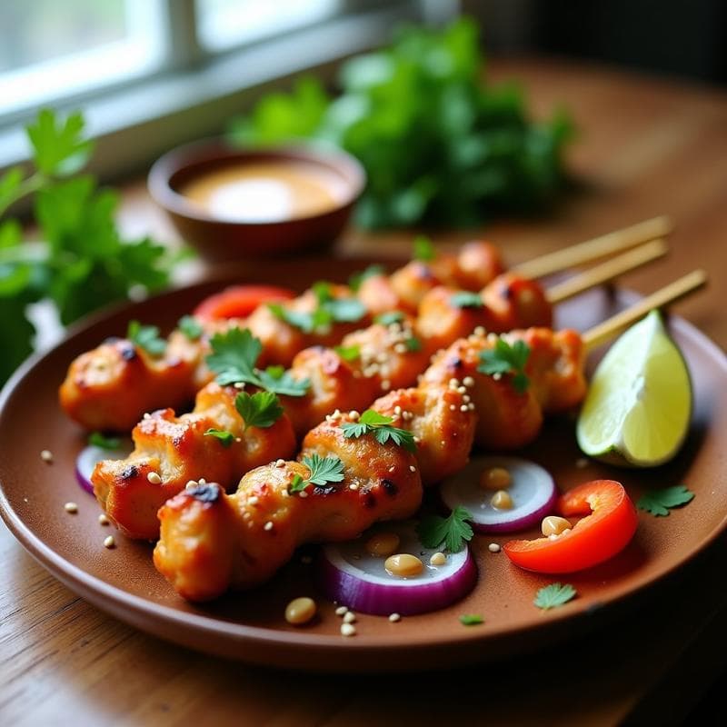 Brochetas de Pollo Satay con Cacahuete y Lima: Receta en Airfryer Sin Aceite y Crujiente