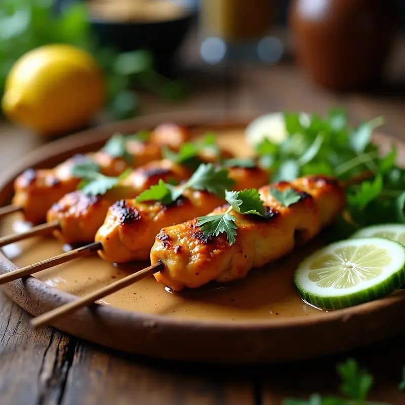 Brochetas de Pollo al Satay con Cacahuete y Lima: Receta Indonesa en Grill Keto