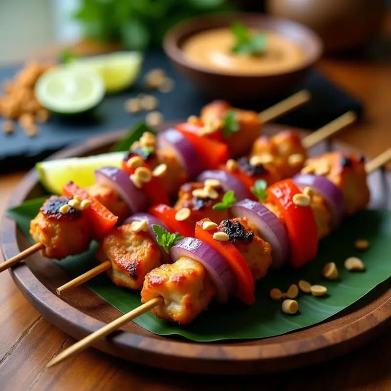 Brochetas de Pollo Sataé con Cacahuetes: Receta Indonésica en Airfryer Sin Freír