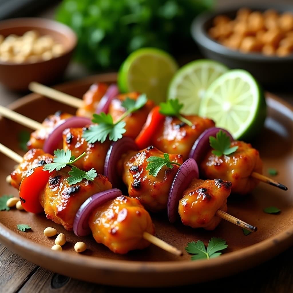 Brochetas de Pollo al Sate con Cacahuete y Lima: Receta Indonesa en Airfryer Alta en Proteína
