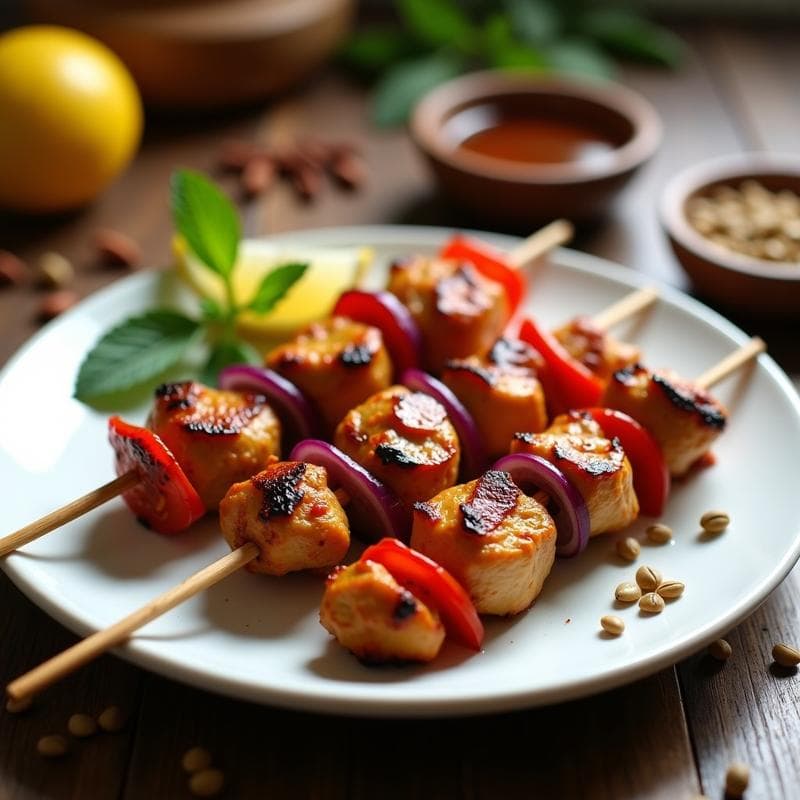 Brochetas de Pollo al Satif con Especias Marroquíes: Receta Árabe en Airfryer