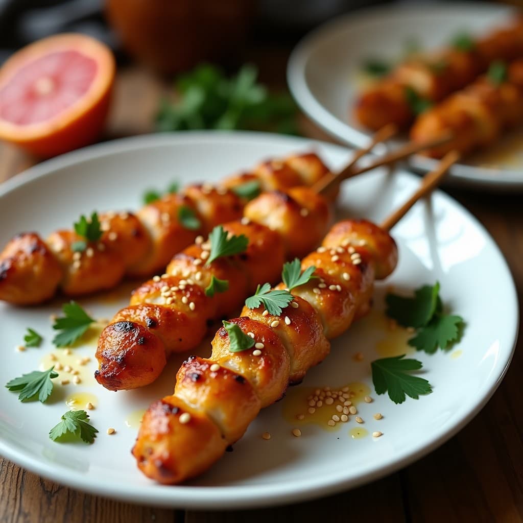 Brochetas de Pollo al Sésamo y Miel de Dátiles: Receta Árabe en Airfryer y Sin Azúcar