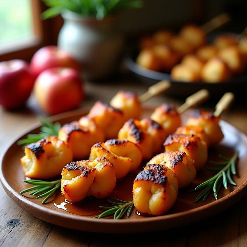 Brochetas de Pollo Marinado en Sidra con Manzana Asada: Receta Española en Airfryer Crujiente