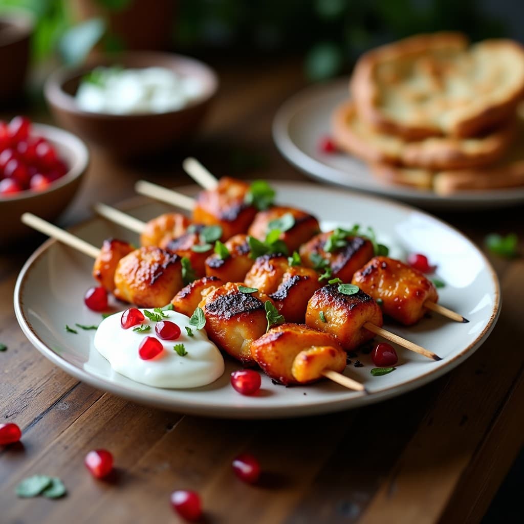 Brochetas de Pollo Tandoori con Yogur de Coco y Granados: Receta India en Airfryer