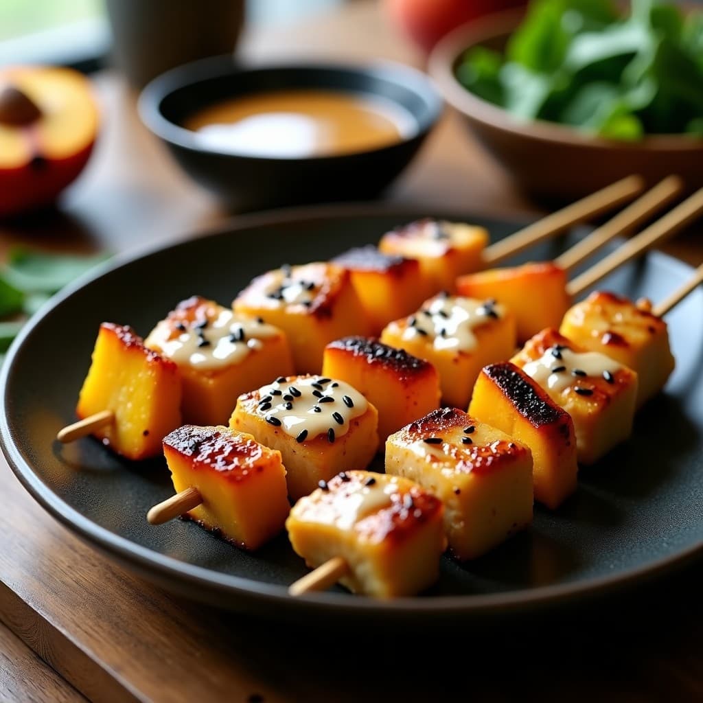 Brochetas de Pollo Teriyaki y Durazno con Glaseado de Miso: Receta Japonesa Keto en 15 Minutos