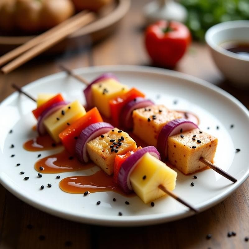 Brochetas de Pollo Teriyaki y Piña: Receta Japonesa en Olla Exprés en 15 Minutos