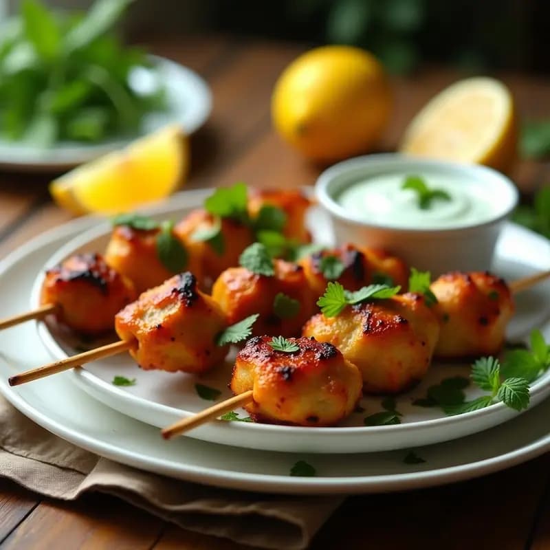 Brochetas de Pollo Tikka con Yogur y Mentas: Entrante Indio en Airfryer y Alto en Proteína