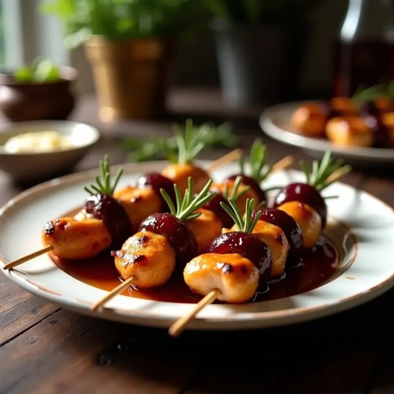 Brochetas de Pollo al Vino Tinto y Ciruelas Pasas: Receta Francesa en Airfryer