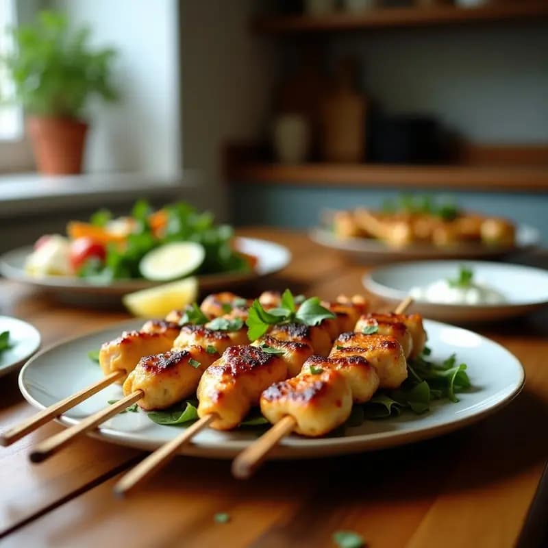 Brochetas de Pollo Marinado en Yogur de Coco y Cecina: Receta Árabe en Grill