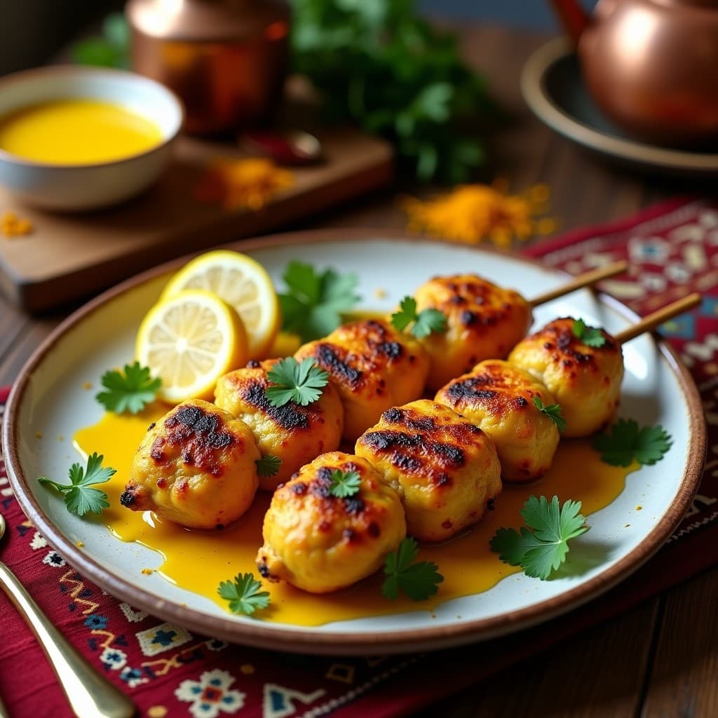 Brochetas de Pollo Marinado en Yogur y Cúrcuma: Receta Persa en Grill Alta en Proteína