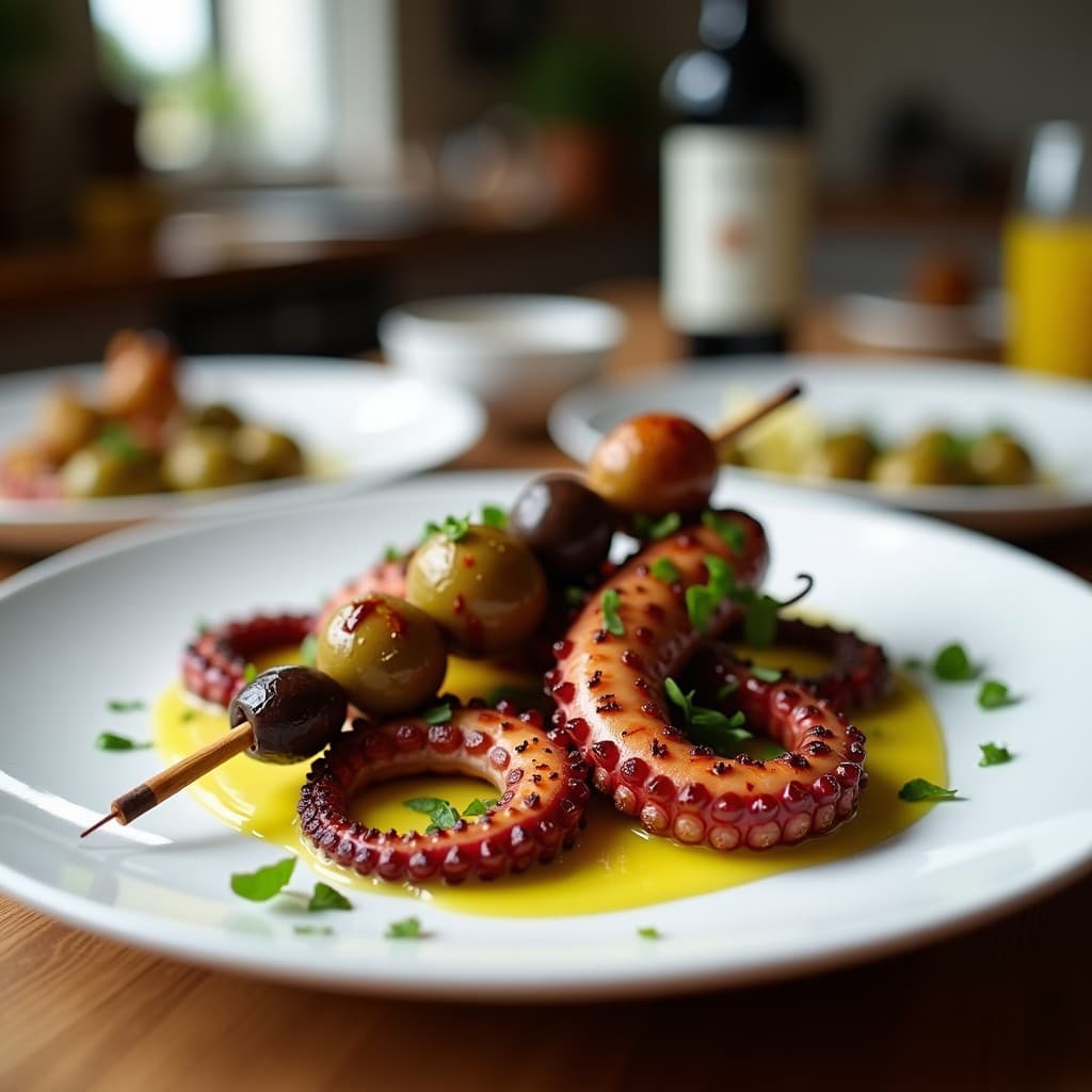 Brochetas de Pulpo y Aceitunas Taggiasche: Receta Italiana en Airfryer con Vinagreta de Limón