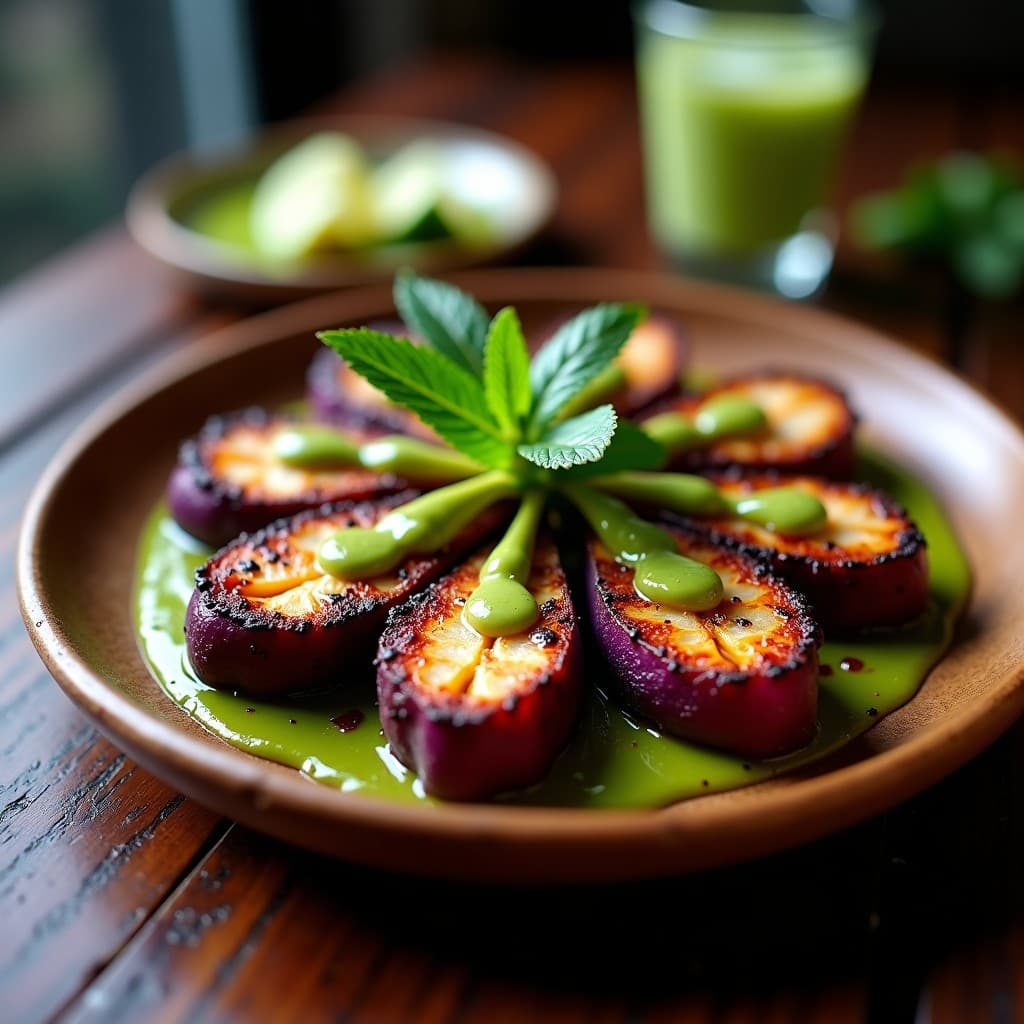 Brochetas de Pulpo y Batata Morada con Mojito de Cilantro: Receta Peruana en Grill
