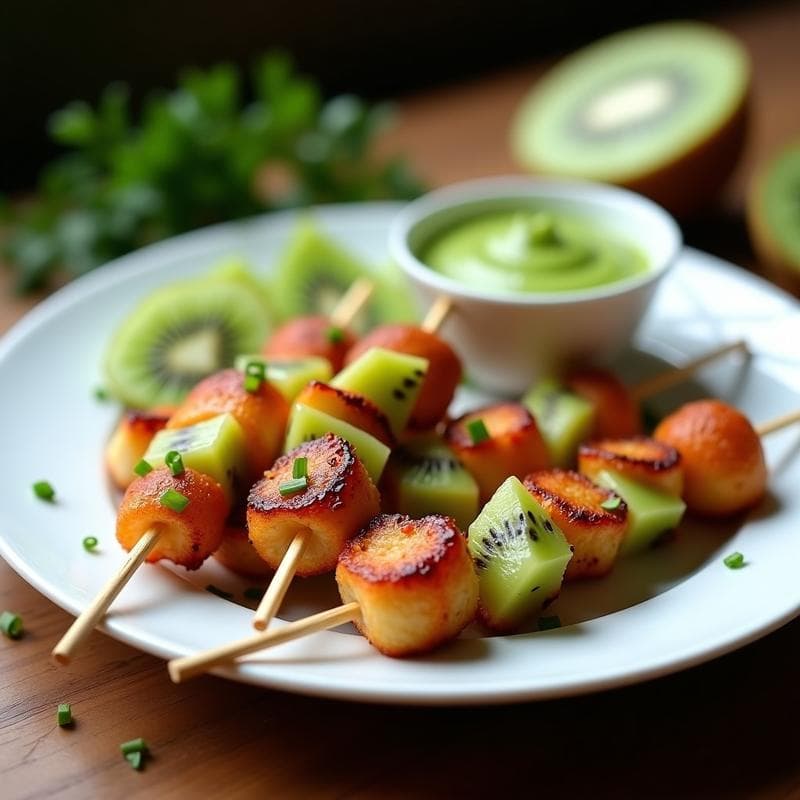 Brochetas de Pulpo y Kiwi con Salsa de Wasabi: Receta Fusion Japonesa en Airfryer