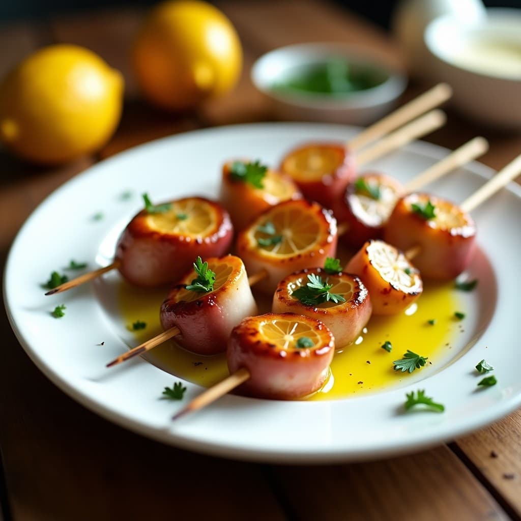Brochetas de Pulpo y Limón Confitado con Aceite de Oliva: Receta Española en Airfryer Gourmet