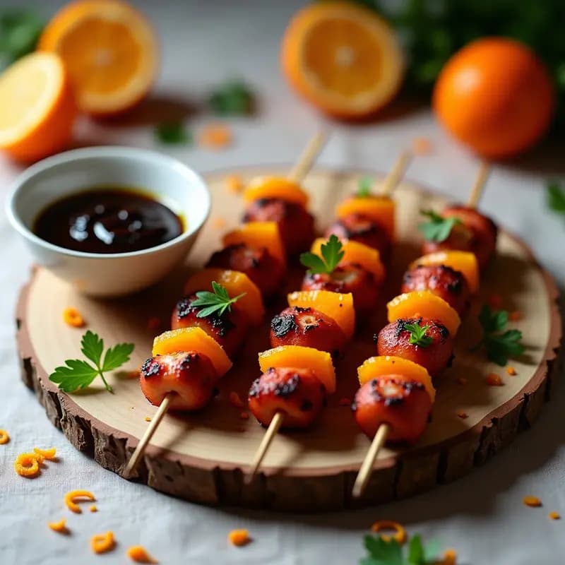 Brochetas de Pulpo y Mandarina con Alioli de Ajo Negro: Receta Española en Airfryer con Toque Citrico