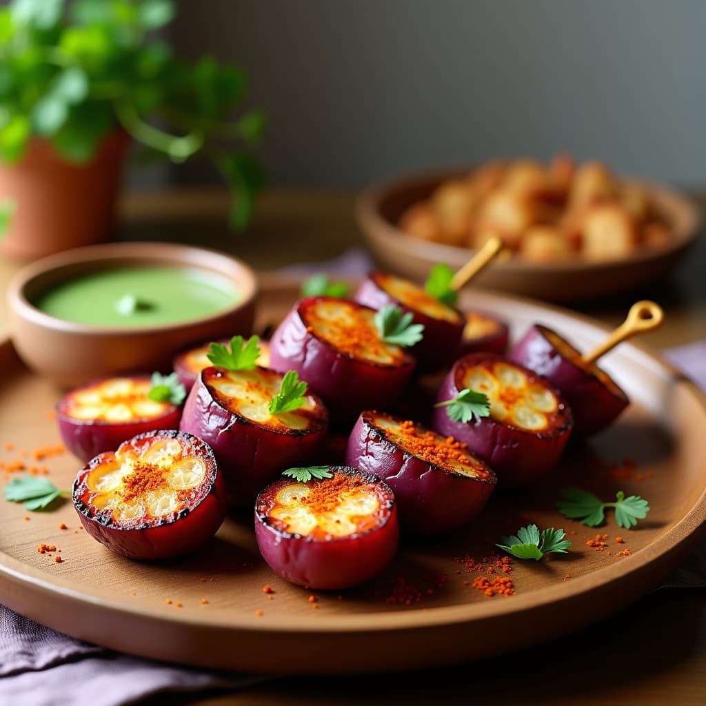 Brochetas de Pulpo y Patata Morada con Mojo de Cilantro: Receta Canaria en Airfryer