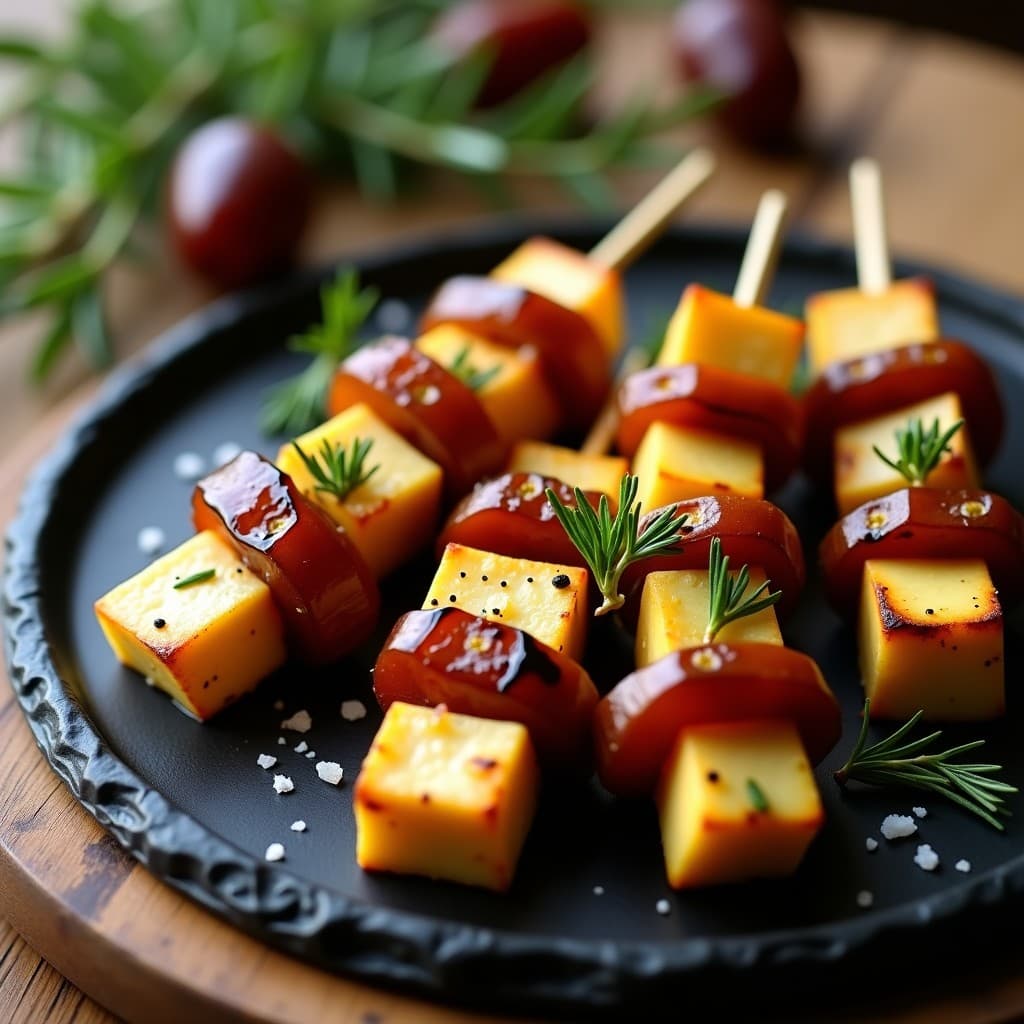 Brochetas de Queso de Cabra y Dátiles con Reducción de Vinagre Balsámico: Entrante Francés en Airfryer
