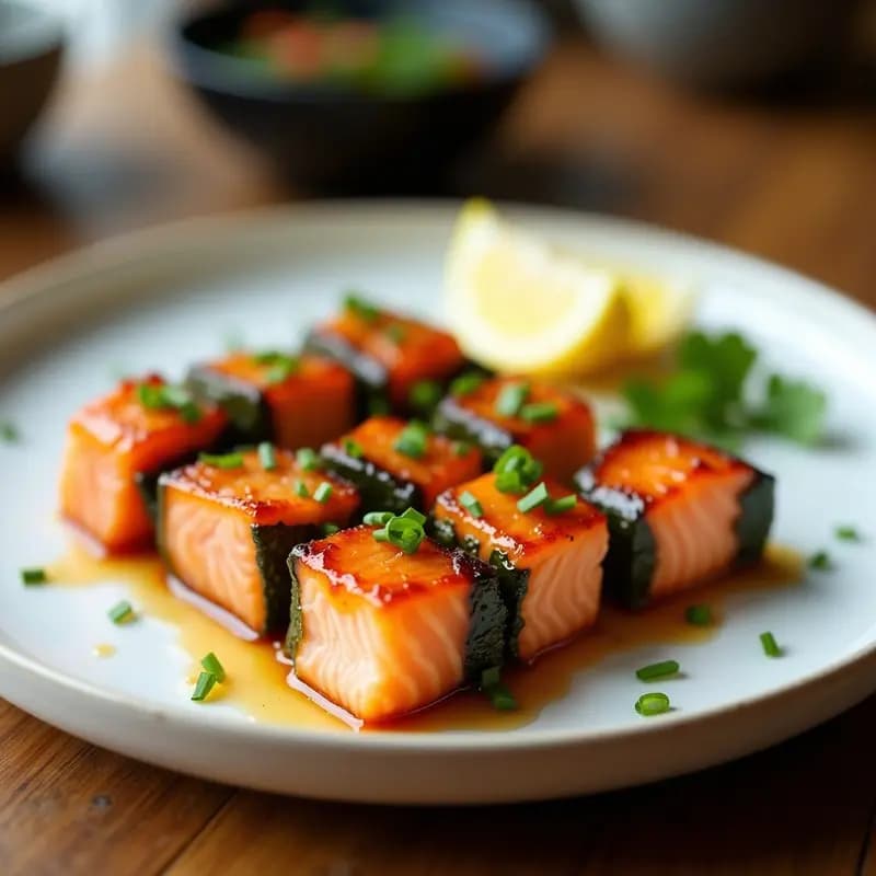 Brochetas de Salmón y Algas Wakame: Receta Japonesa en Airfryer con Omega-3