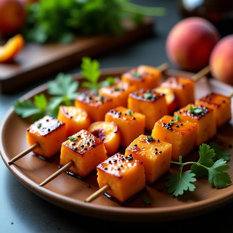 Brochetas de Salmón y Melocotón: Receta al Grill con Glaseado de Miel y Sésamo