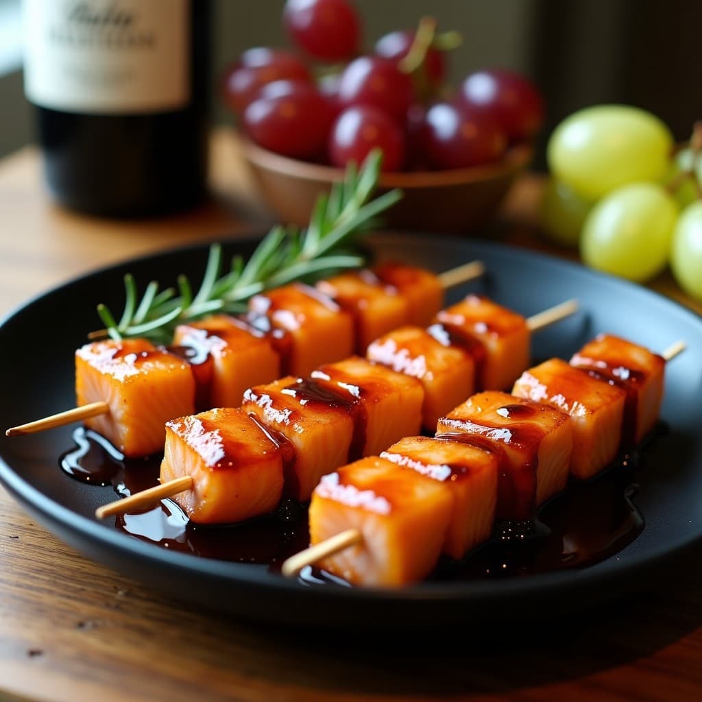 Brochetas de Salmón y Uvas con Reducción de Oporto: Receta Portuguesa en Airfryer
