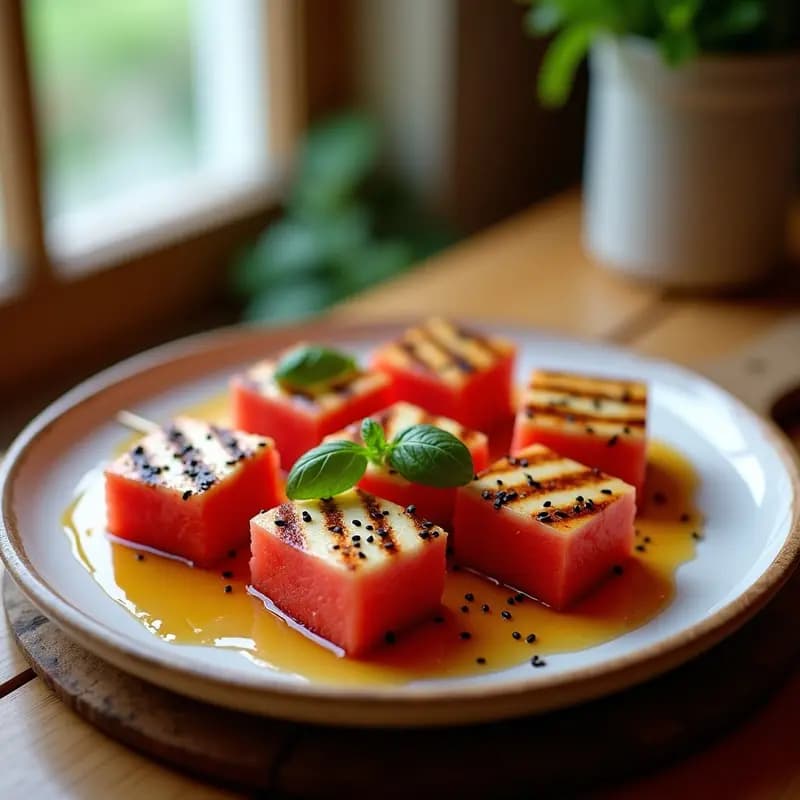 Brochetas de Sandía y Queso Halloumi a la Plancha: Receta Refrescante y Fotogénica para el Verano