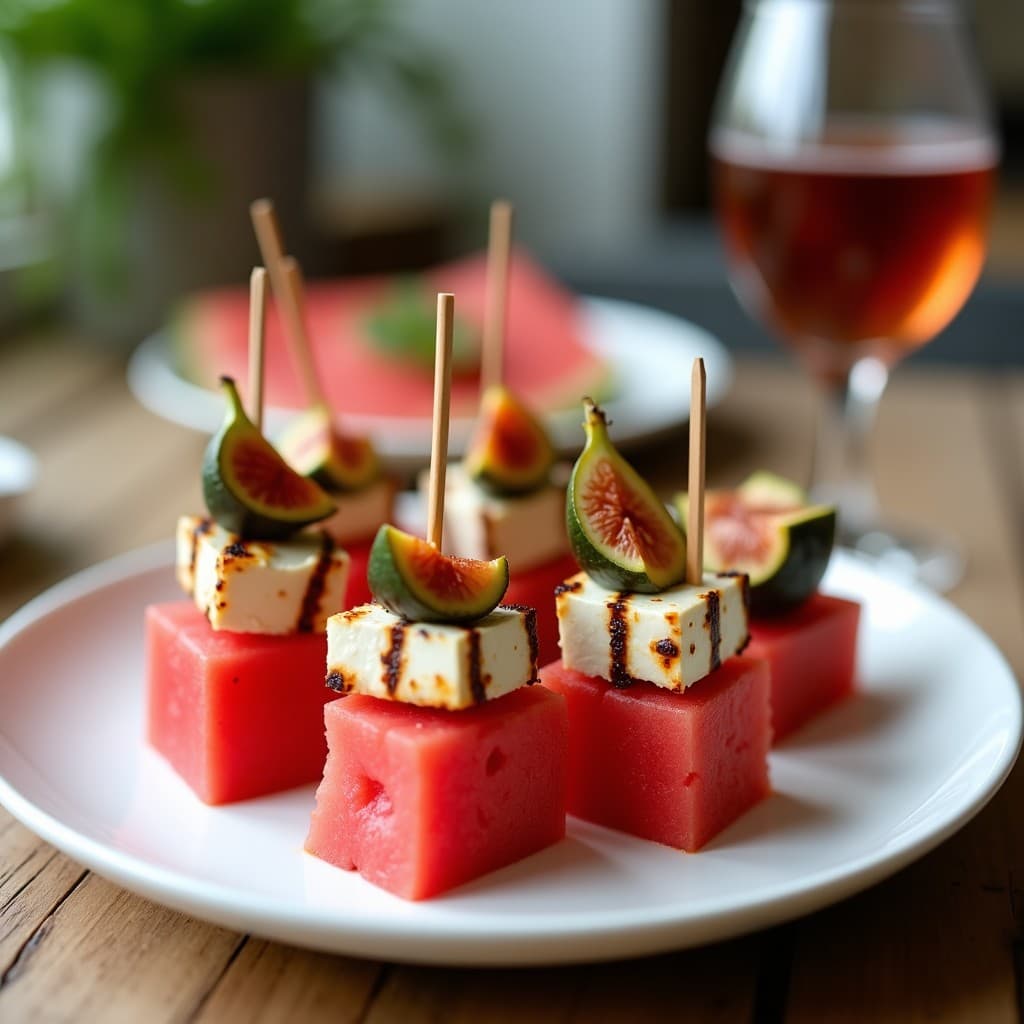 Brochetas de Sandía, Queso de Cabra y Higo: Aperitivo Veraniego en Grill
