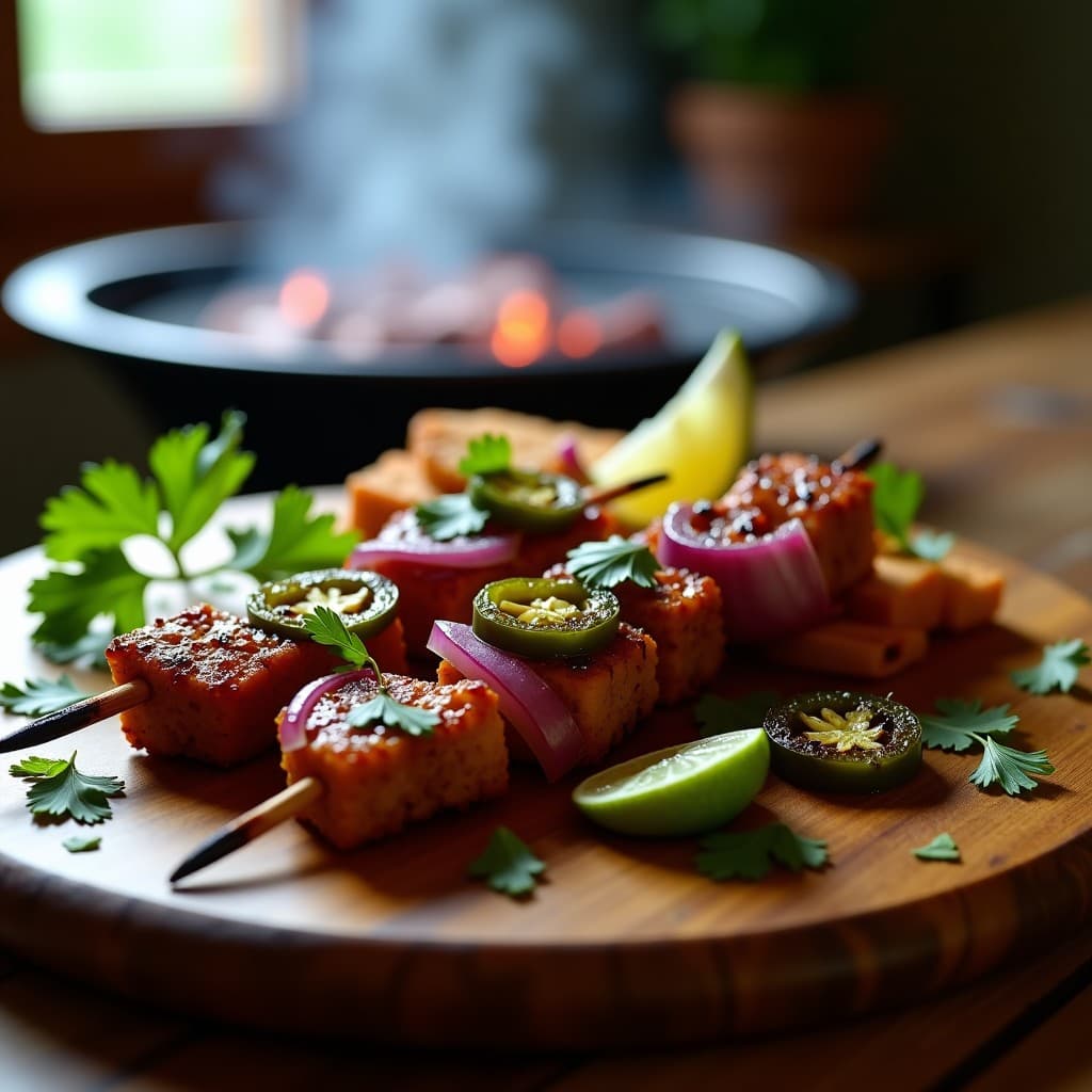 Brochetas de Seitan Marinado en Cebolla Morada y Limón: Receta Mexicana Vegana a la Parrilla