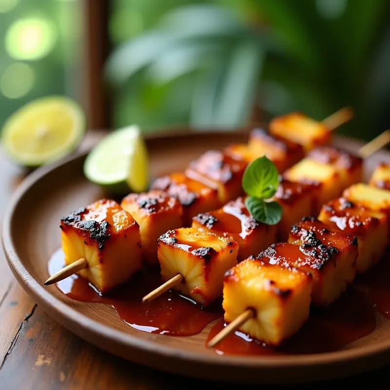 Brochetas de Solomillo de Cerdo con Piña y Salsa Barbecue: Receta Hawaiana en Grill