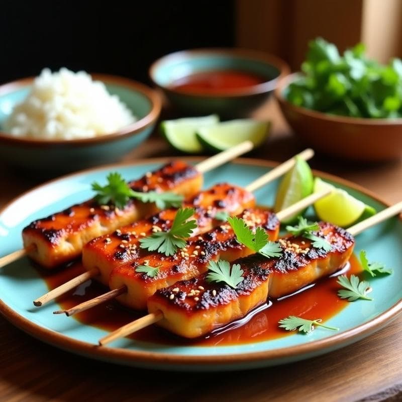 Brochetas de Taxo con Salsa de Ciruela Umami: Receta Mexicana en Airfryer con Toque Dulce-Salado