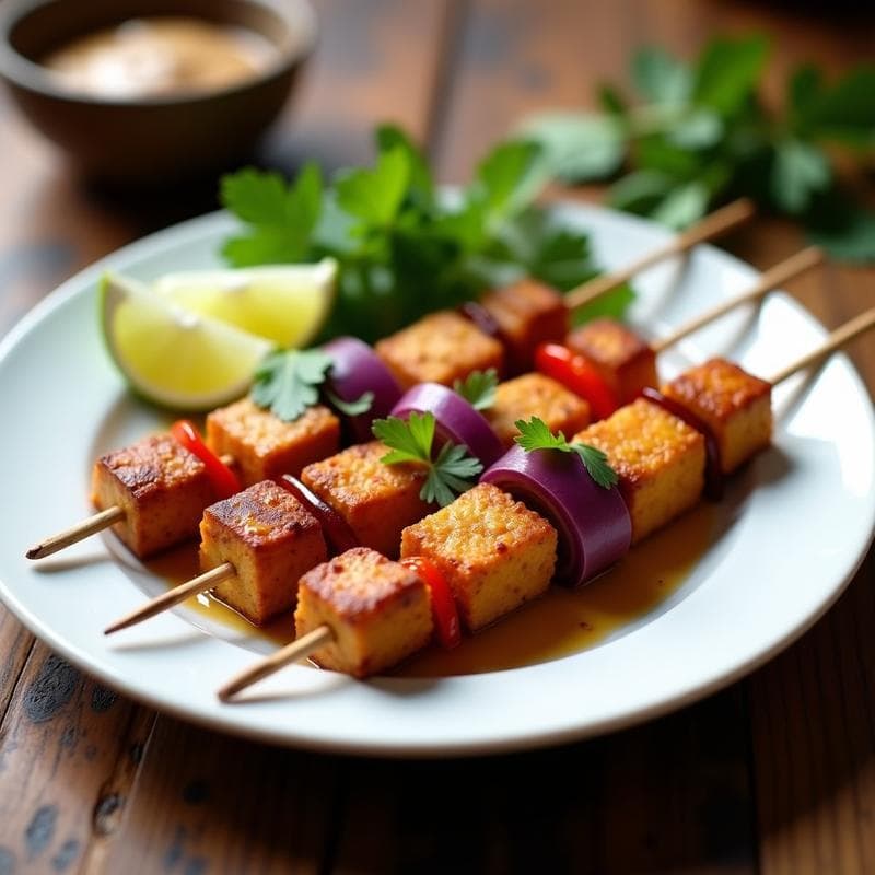 Brochetas de Tempeh Marinado en Adobo Filipino: Receta en Airfryer Alta en Proteína