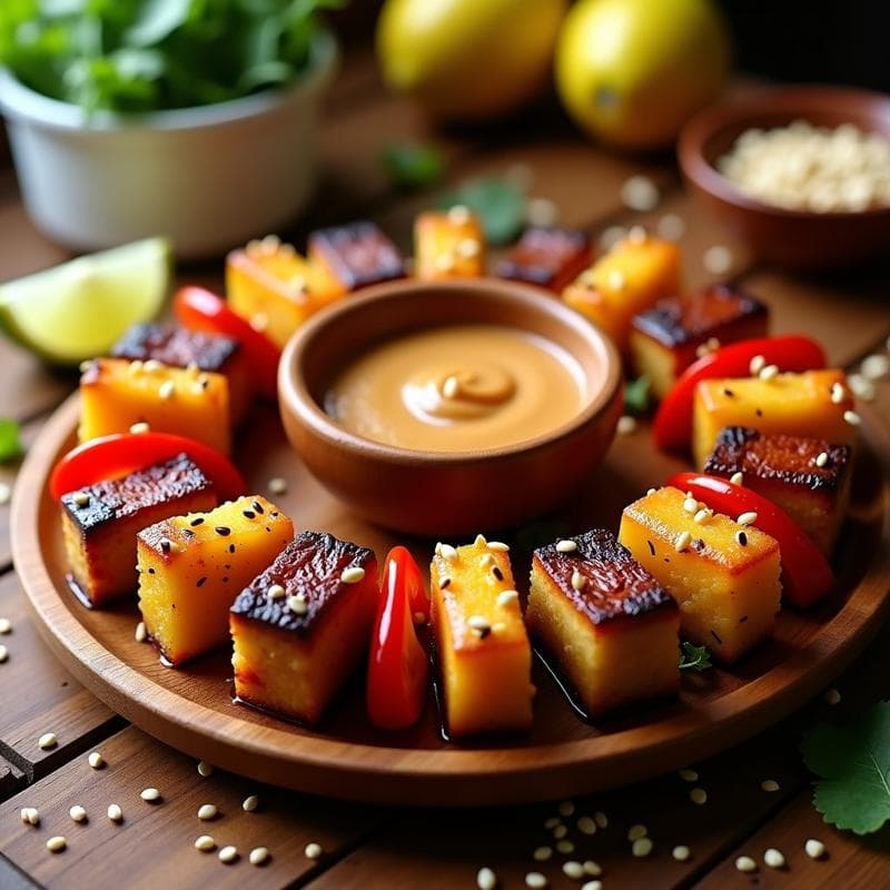 Brochetas de Tempeh Marinado en Salsa Peanut y Piña: Receta Votiva en Airfryer