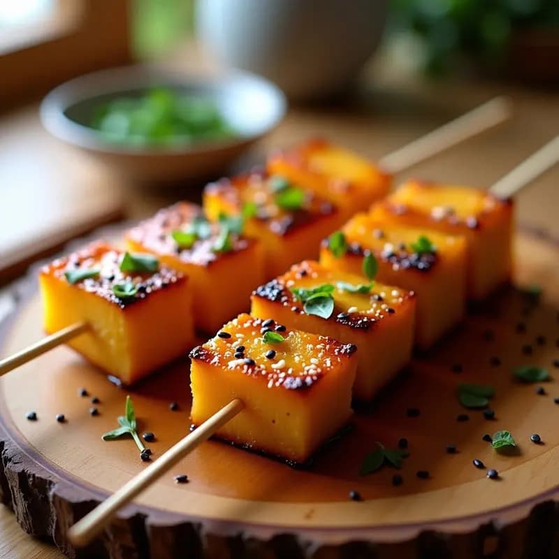Brochetas de Teriyaki de Piña y Tempeh: Entrante Japonés Vegano a la Plancha
