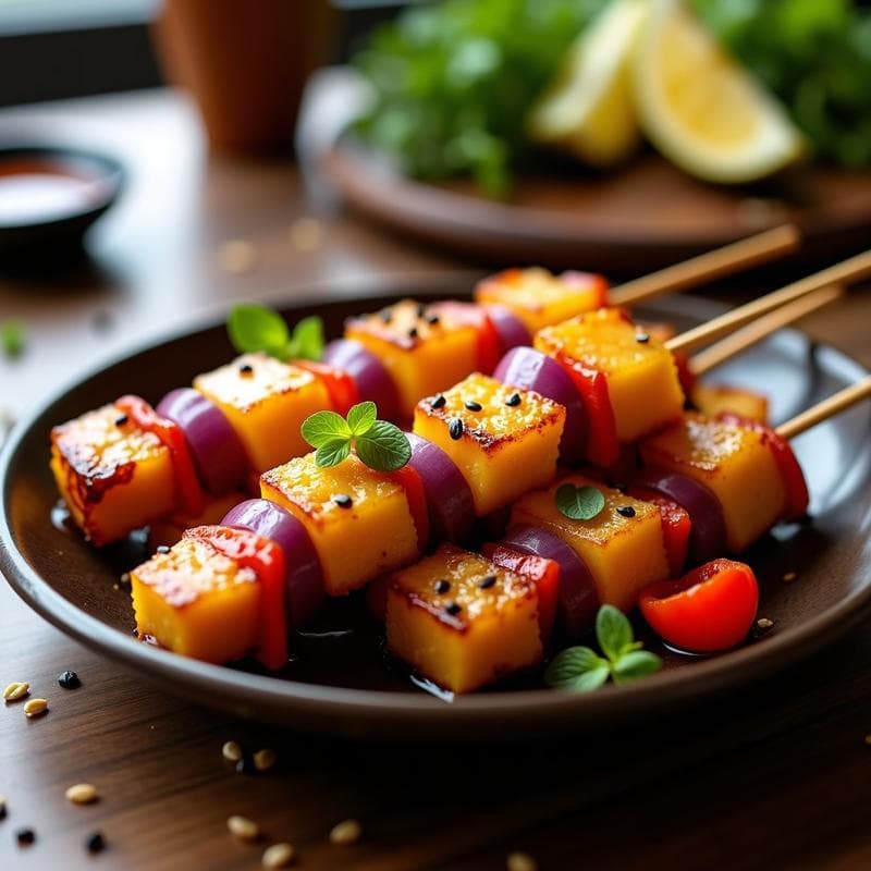 Brochetas de Teriyaki de Seitán y Ananás: Receta Japonesa Vegana en Airfryer