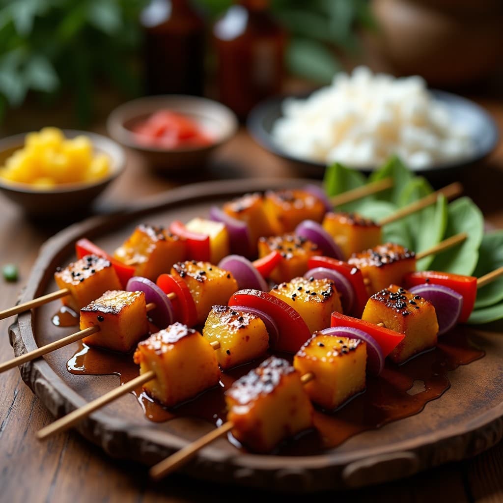 Brochetas de Teriyaki de Seitan y Piña: Receta Vegana al Grill con Toque Japonés