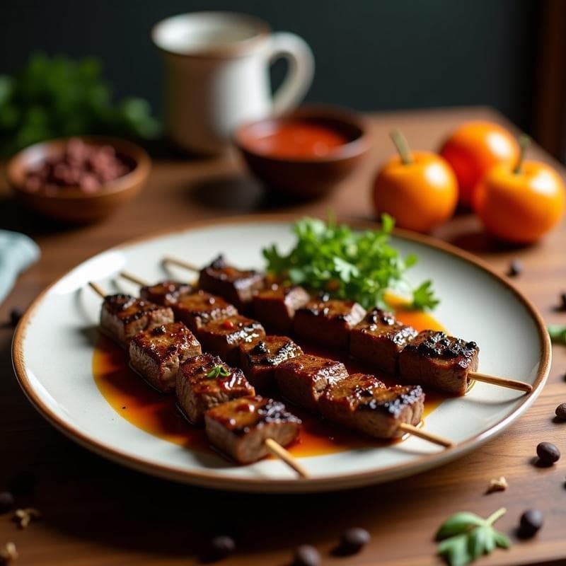 Brochetas de Ternera Marada en Café y Especias: Receta Argentina en Airfryer con Toque Ahumado
