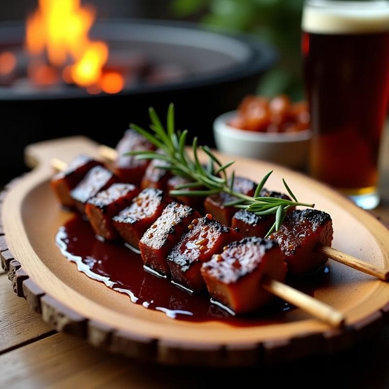 Brochetas de Ternera Marinada en Cerveza Negra con Cebolla Caramelizada: Receta a la Parrilla