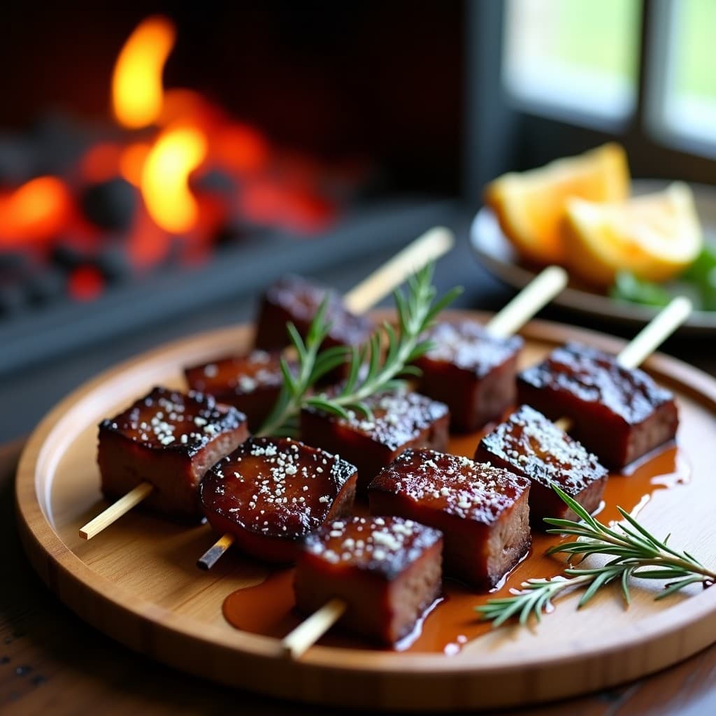 Brochetas de Ternera con Ciruelas y Romero: Receta Francesa en Grill para 4 Personas