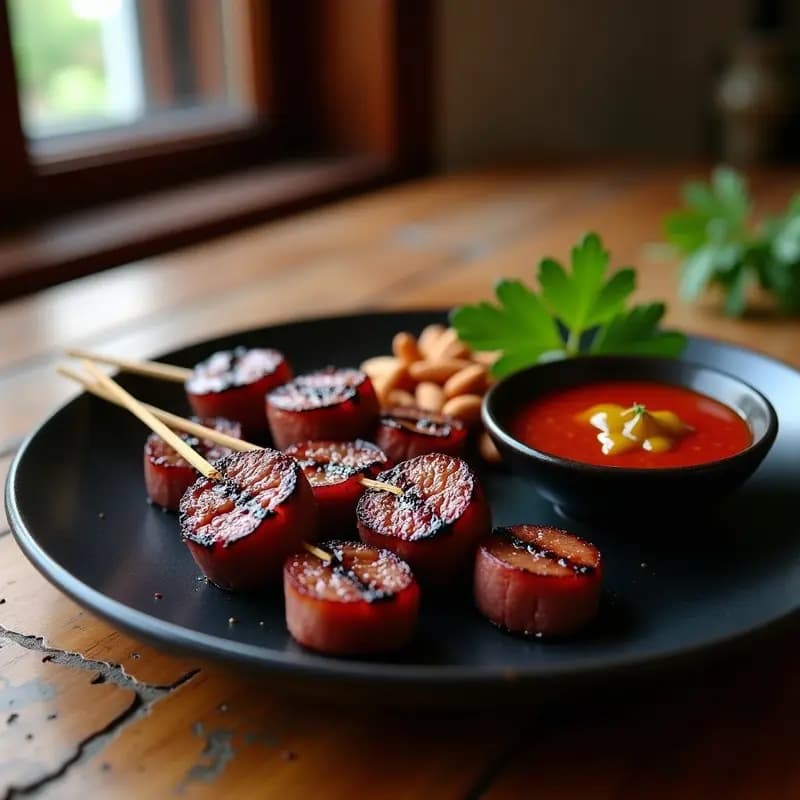 Brochetas de Ternera y Ciruelas Pasas con Salsa de Romesco: Receta Española Gourmet