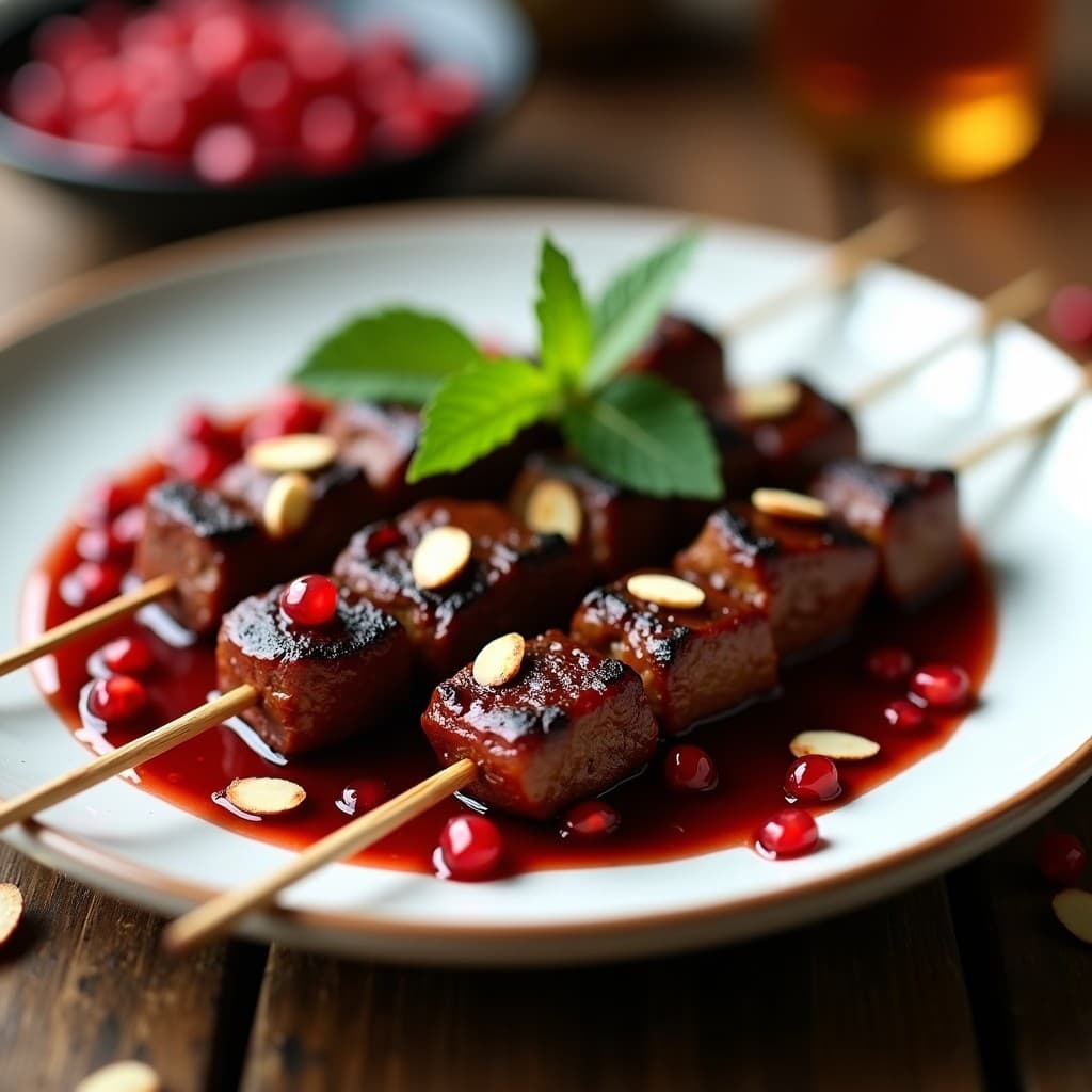 Brochetas de Ternera Marinada en Salsa de Granados: Receta Iraní en Olla Exprés