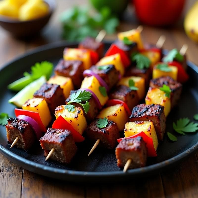 Brochetas de Ternera Marajada con Piña: Receta Mexicana Dulce-Salada en Airfryer
