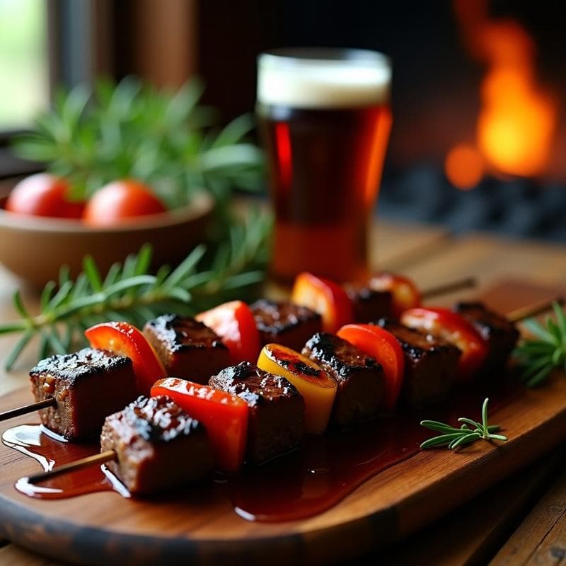 Brochetas de Ternera Marinadas en Cerveza Negra: Receta a la Parrilla con Sabor Profundo en 30 Minutos
