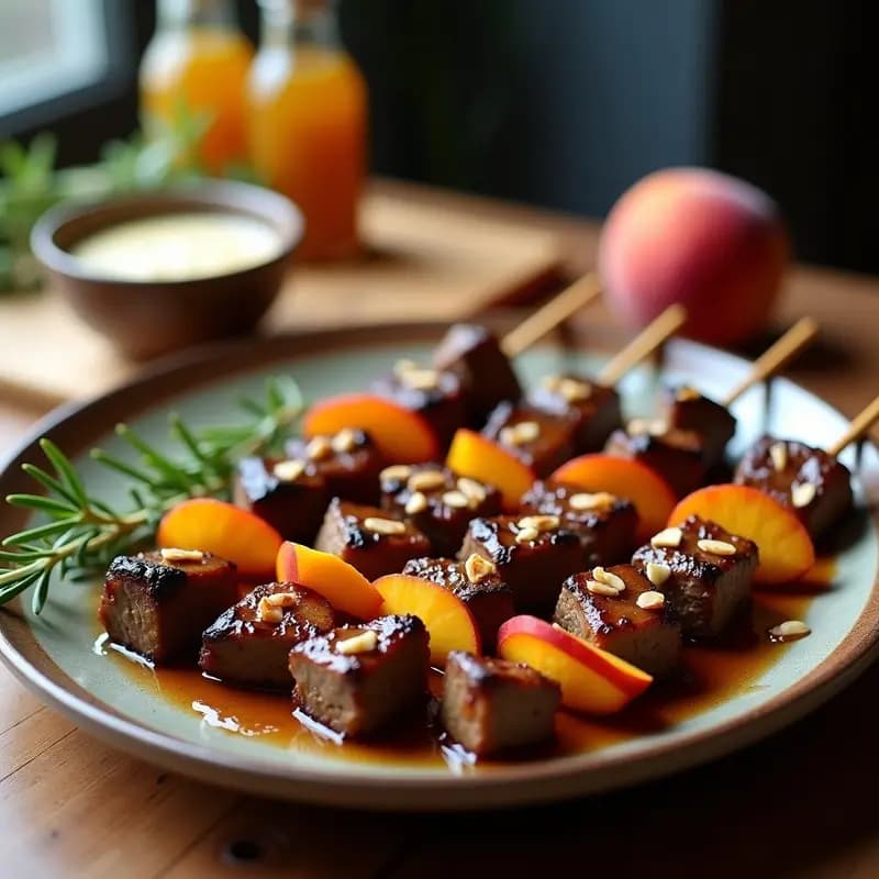 Brochetas de Ternera y Melocotón con Salsa de Romero: Receta Marroquí para BBQ