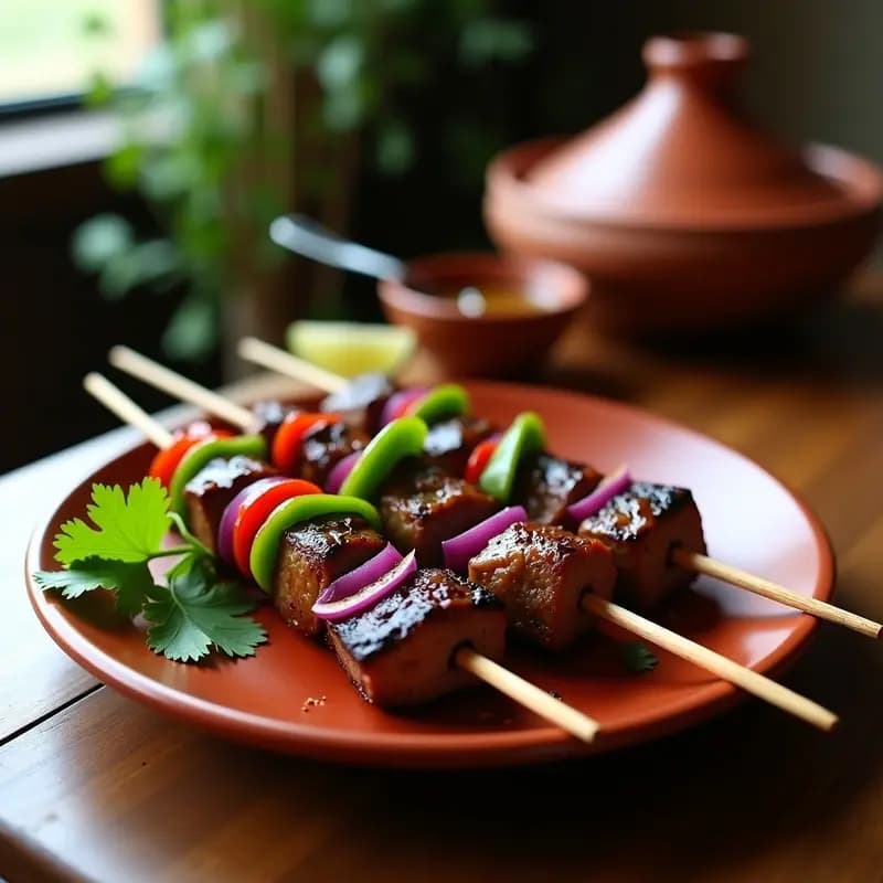 Brochetas de Ternera Marrada con Pimientos y Cebolla: Receta Mexicana a la Parrilla