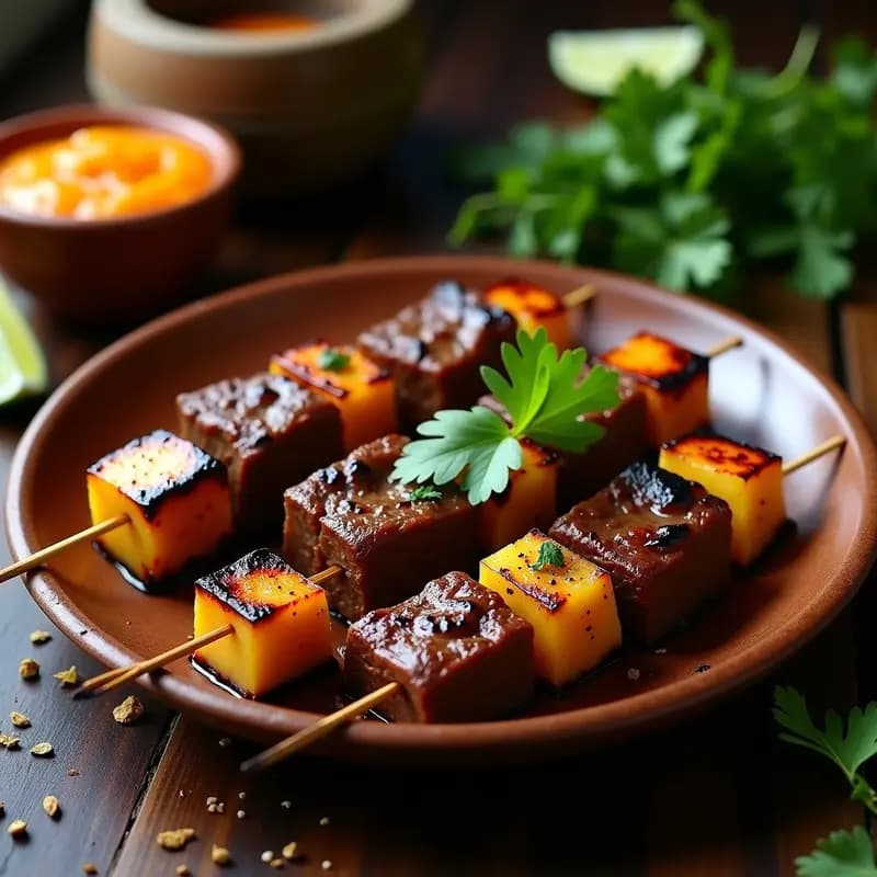 Brochetas de Ternera y Piña con Salsa de Mango Habanero: Receta Mexicana Dulce-Picante