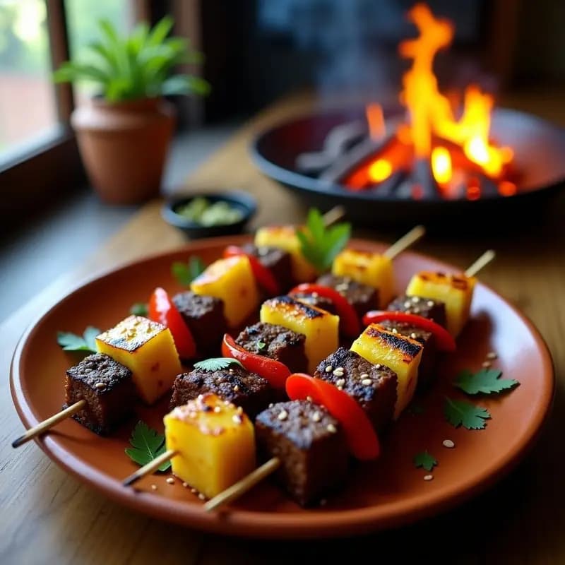 Brochetas de Ternera Marinada con Piña y Pimiento: Receta Tamara de la India en Parrilla