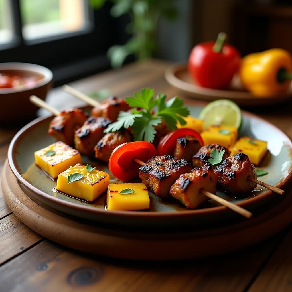 Brochetas de Ternera Marinada con Piña y Pimientos: Receta Peruana en Grill con Toque Picante