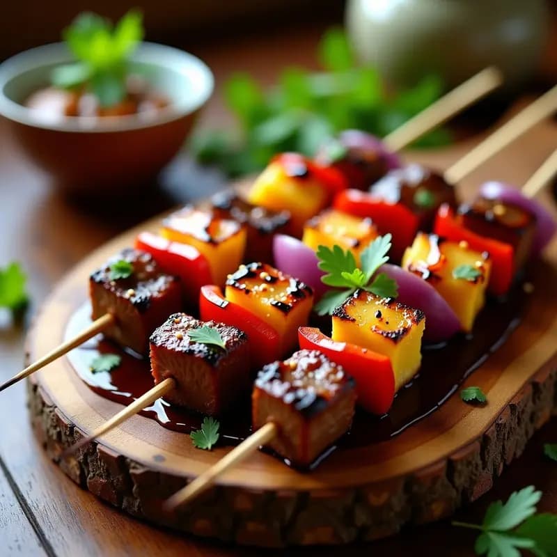 Brochetas de Ternera y Piña: Receta China Dulce y Salada con Salsa de Ostras