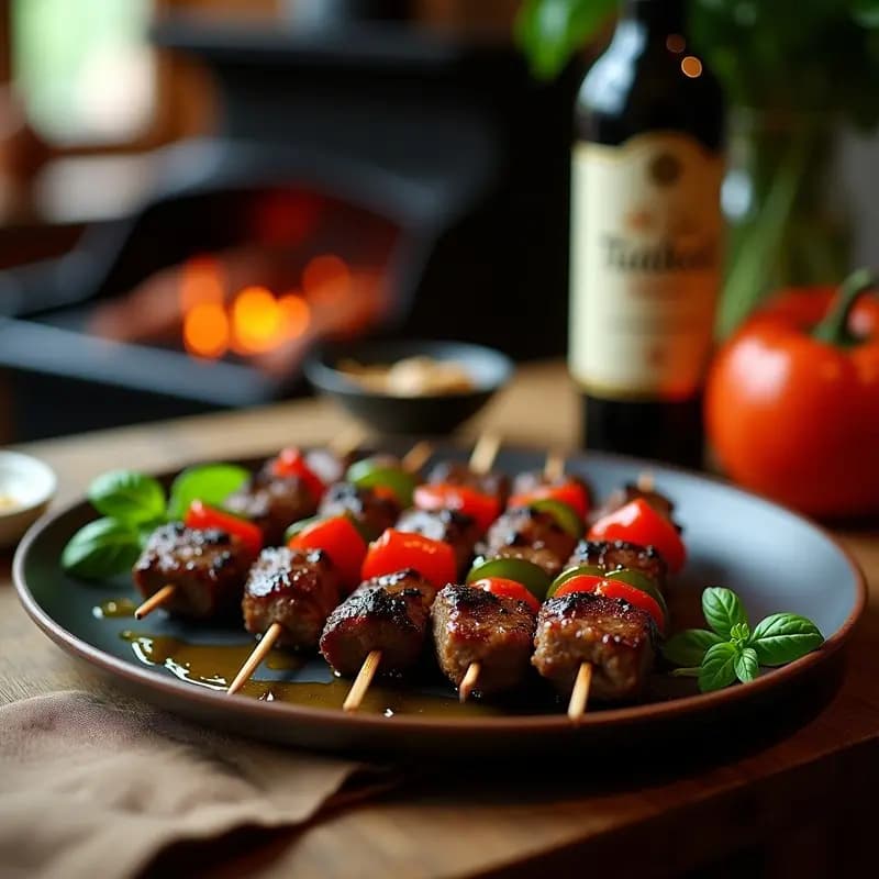 Brochetas de Ternera con Piperrada: Receta Vasca en Parrilla con Pimientos Asados