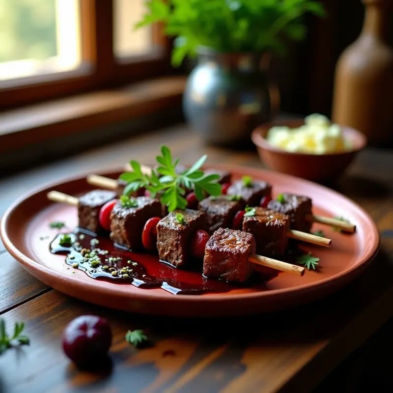 Brochetas de Ternera con Salsa de Ciruelas Pasas: Receta Marroquí en Parrilla con Toque Francés