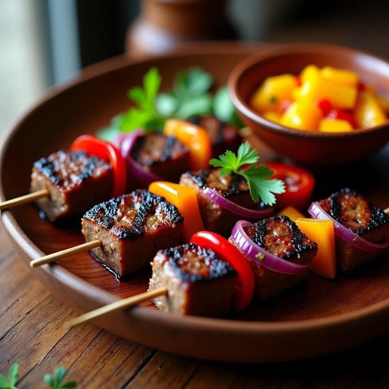 Brochetas de Ternera con Salsa de Mango y Chili: Receta Argentina a la Parrilla